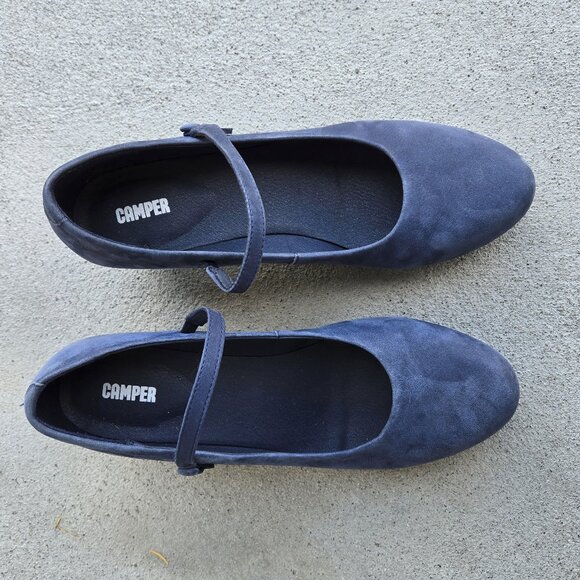 EUC 40 Camper Helena suede blue kitten heel mary jane round toe strap - Picture 4 of 7
